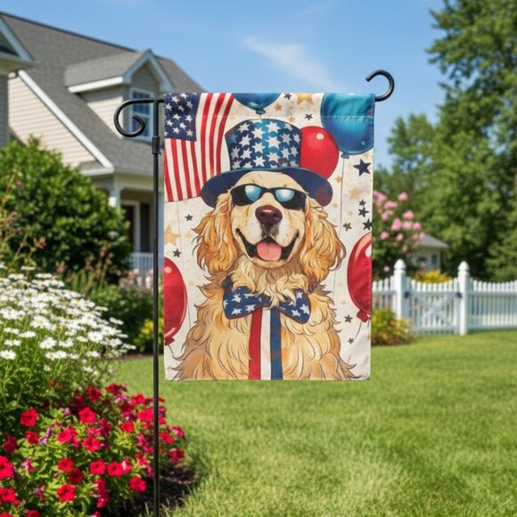 Other - Patriotic Golden Retriever Garden Flag – 4th of July Decor - NEW in Bag!